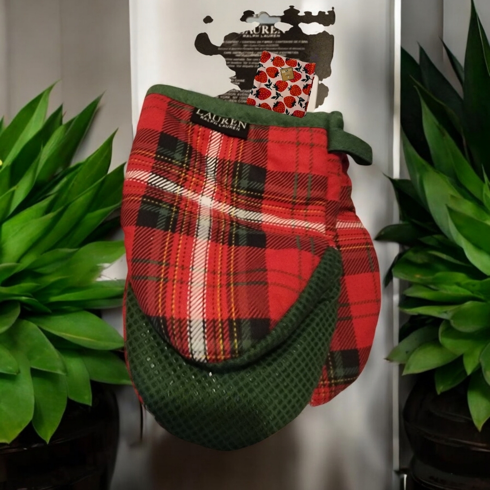 Ralph Lauren 2 mini  oven  mitts green red